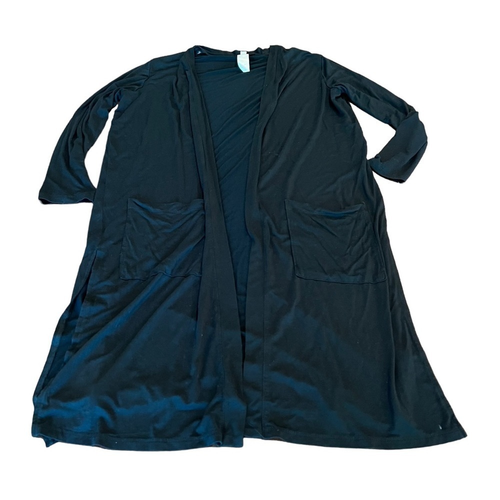 Retreat Rhon Da Shear Black Open Front Stretchy Cardigan Size Small